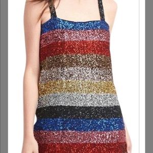 Gap Multicolor Crazy Stripe Sleeveless Sequin Cocktail Dress Size Medium